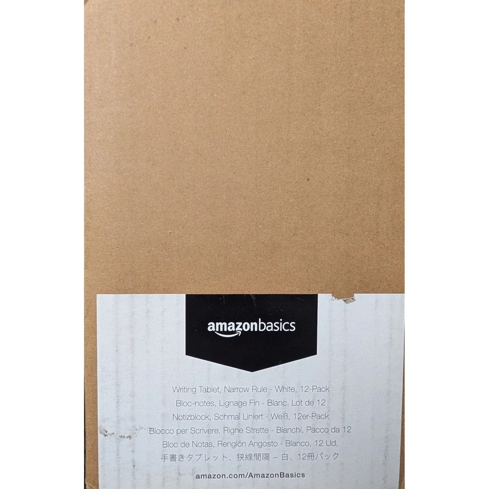 Amazon Basics Narrow Ruled Writing Pads White 5x8 Inch 12 Pack 50 Sheets Per Pad